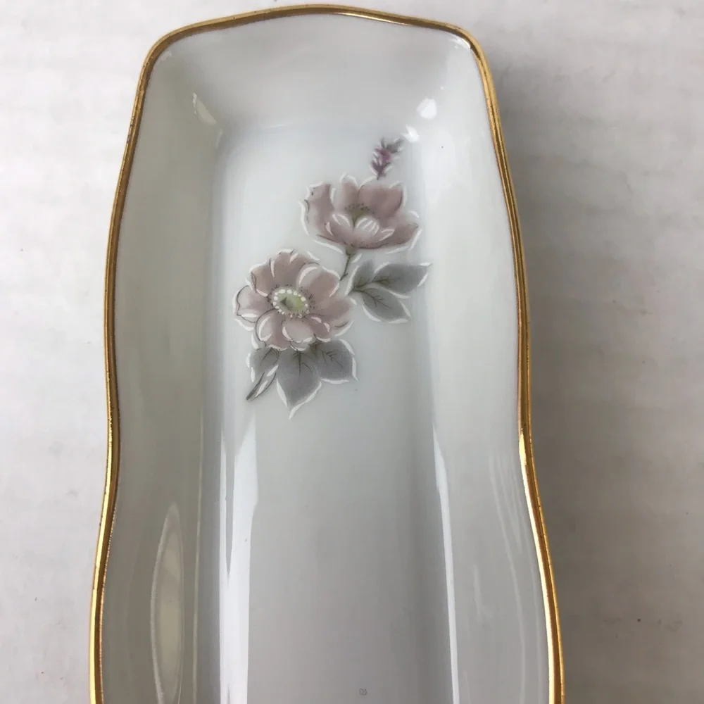 VINTAGE LIMOGES FRANCE By R. Leclair Hand Painted Floral Porcelain Trinket Tray